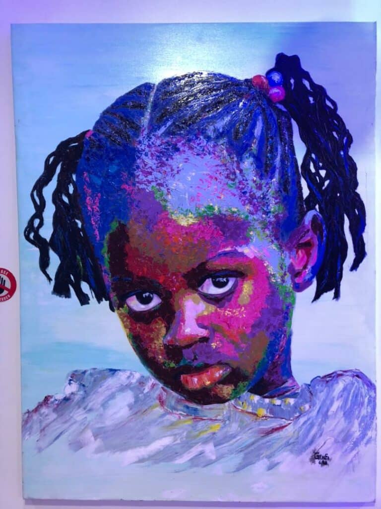 A nice painting of a young beautiful African girl
