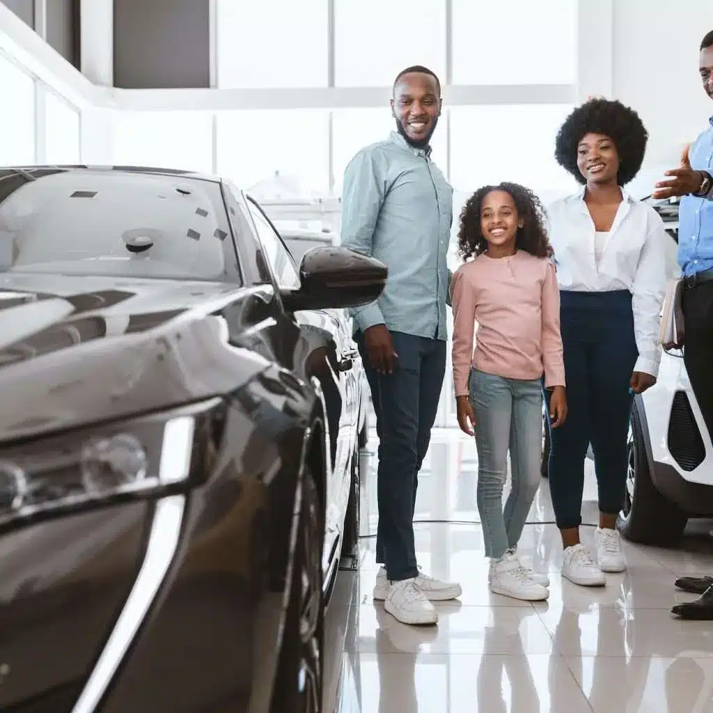 Family choosing the car they want to rent